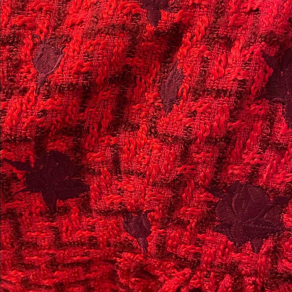Fanm Mon Boucle Tweed Samantha Dress in Cherry Red Embroidered Medium - Picture 6 of 11